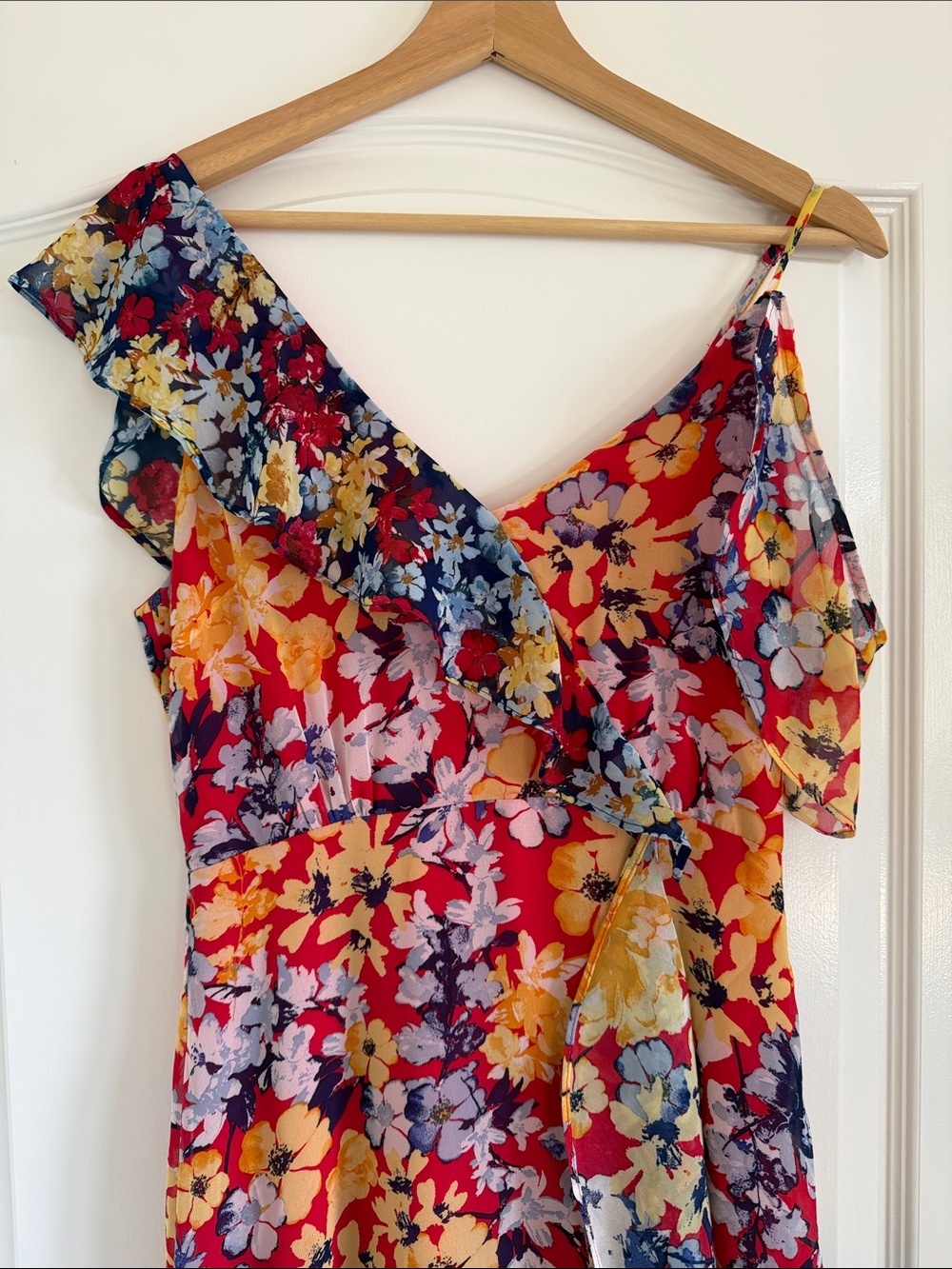 Lulu's Red Multi Floral Ruffle High-Low Maxi Dress - Picture 4 of 8